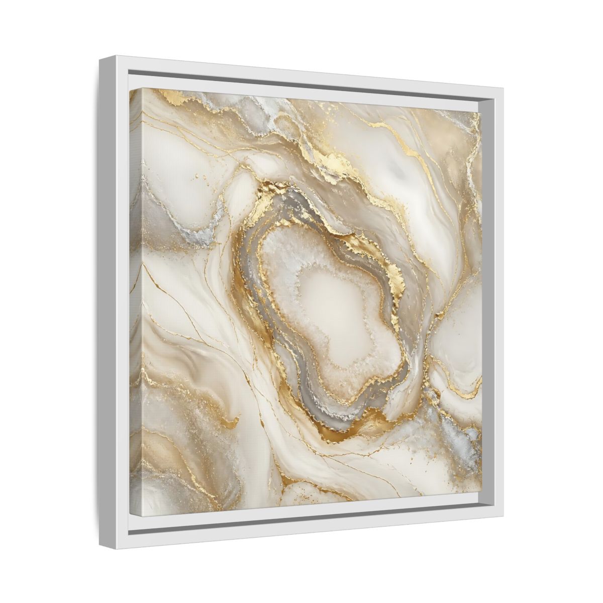 Side Mockup 28. Gilded Geode Elegance shown as framed canvas print
