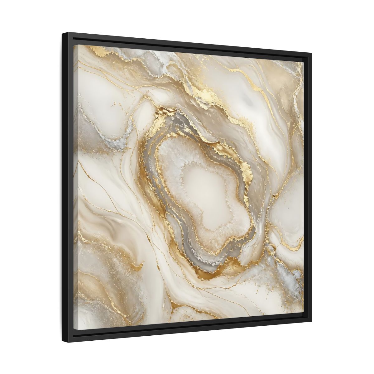 Side Mockup 31. Gilded Geode Elegance shown as framed canvas print