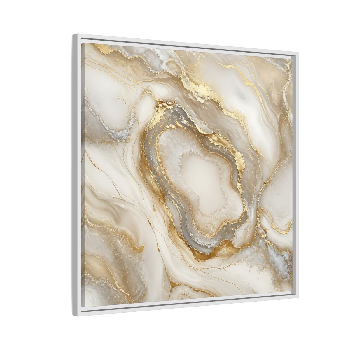Side Mockup 7. Gilded Geode Elegance shown as framed canvas print