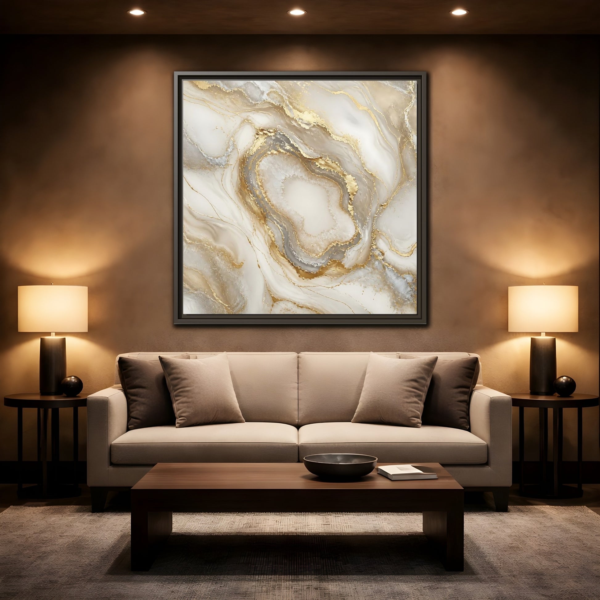 Mockup 2. Gilded Geode Elegance shown as framed canvas print