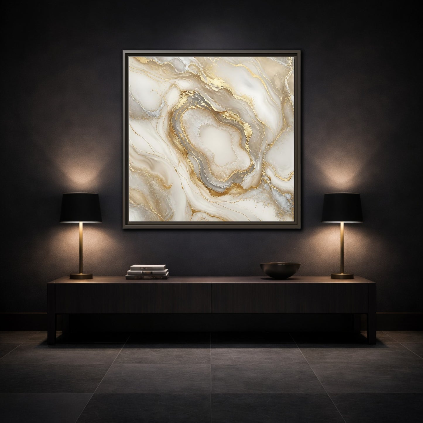 Mockup 3. Gilded Geode Elegance shown as framed canvas print