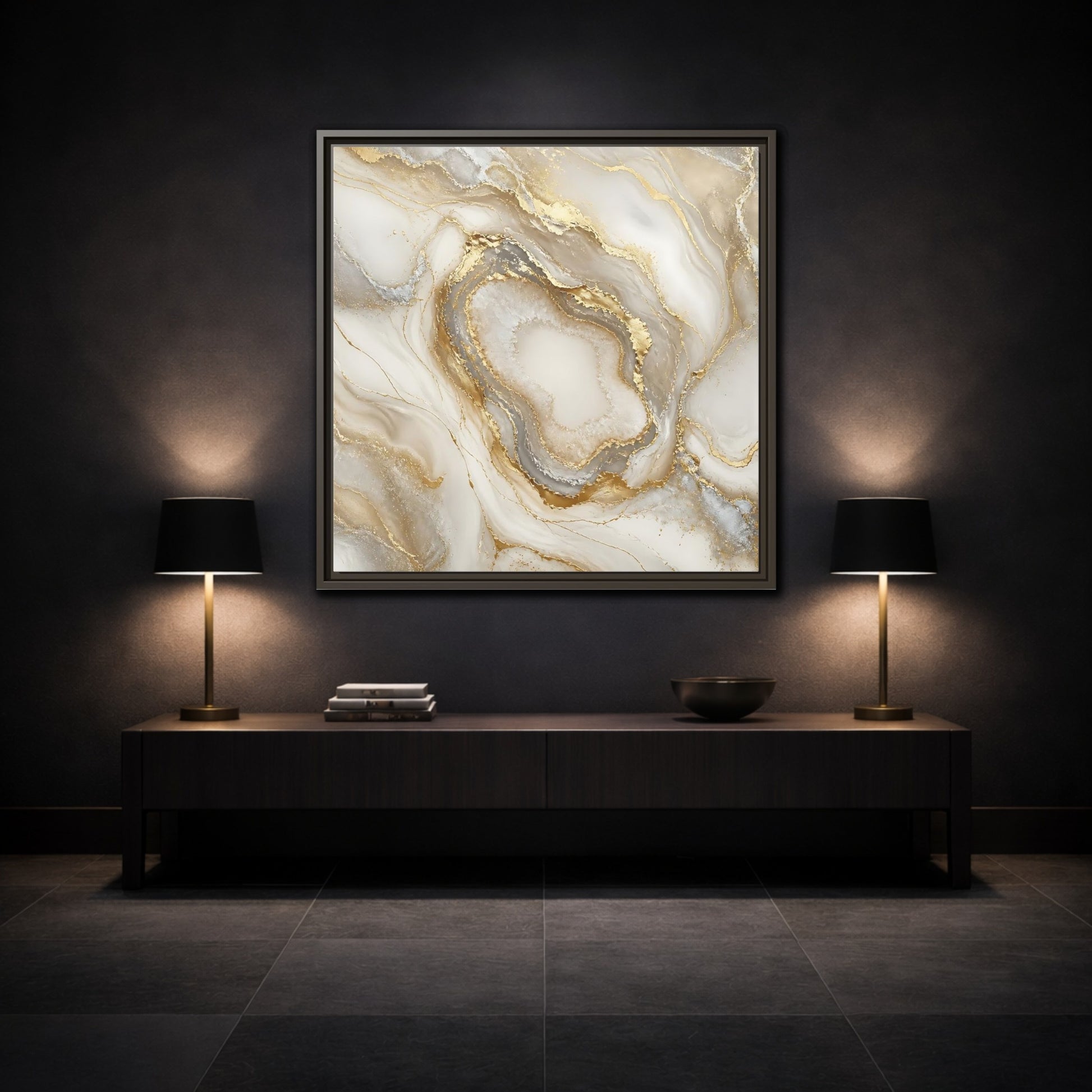 Mockup 3. Gilded Geode Elegance shown as framed canvas print