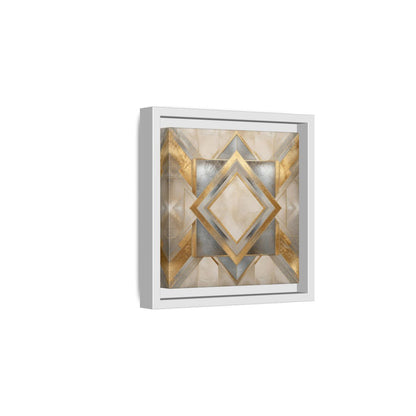 Side Mockup 1. Gilded Geometric Diamond shown as framed canvas print