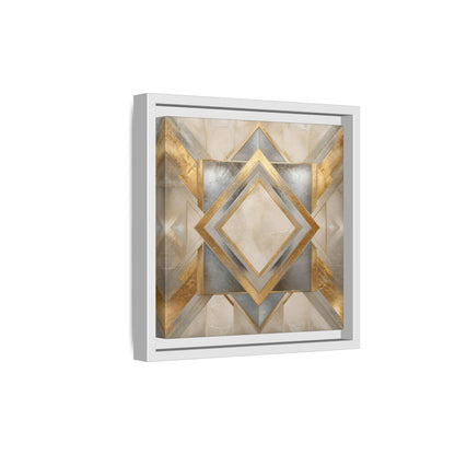 Side Mockup 19. Gilded Geometric Diamond shown as framed canvas print