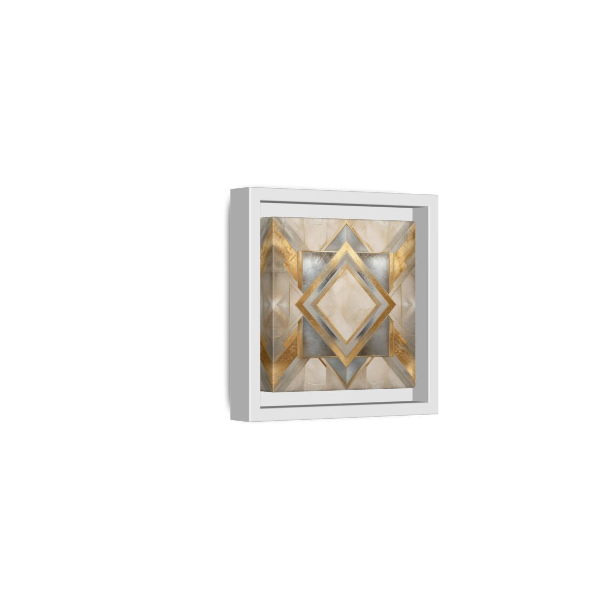 Side Mockup 22. Gilded Geometric Diamond shown as framed canvas print
