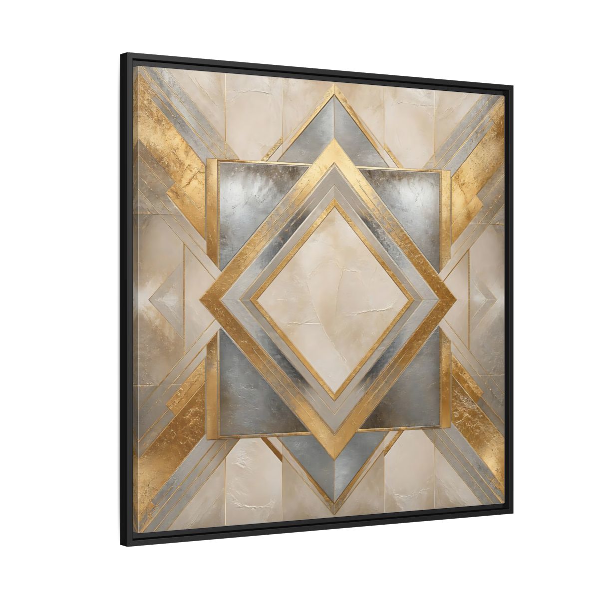 Side Mockup 6. Gilded Geometric Diamond shown as framed canvas print