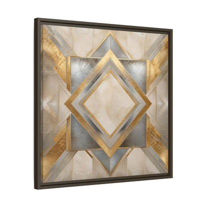 Side Mockup 27. Gilded Geometric Diamond shown as framed canvas print