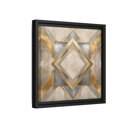 Side Mockup 18. Gilded Geometric Diamond shown as framed canvas print