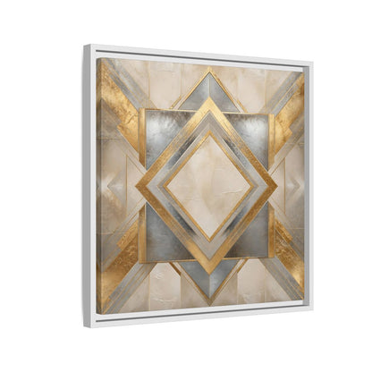 Side Mockup 10. Gilded Geometric Diamond shown as framed canvas print