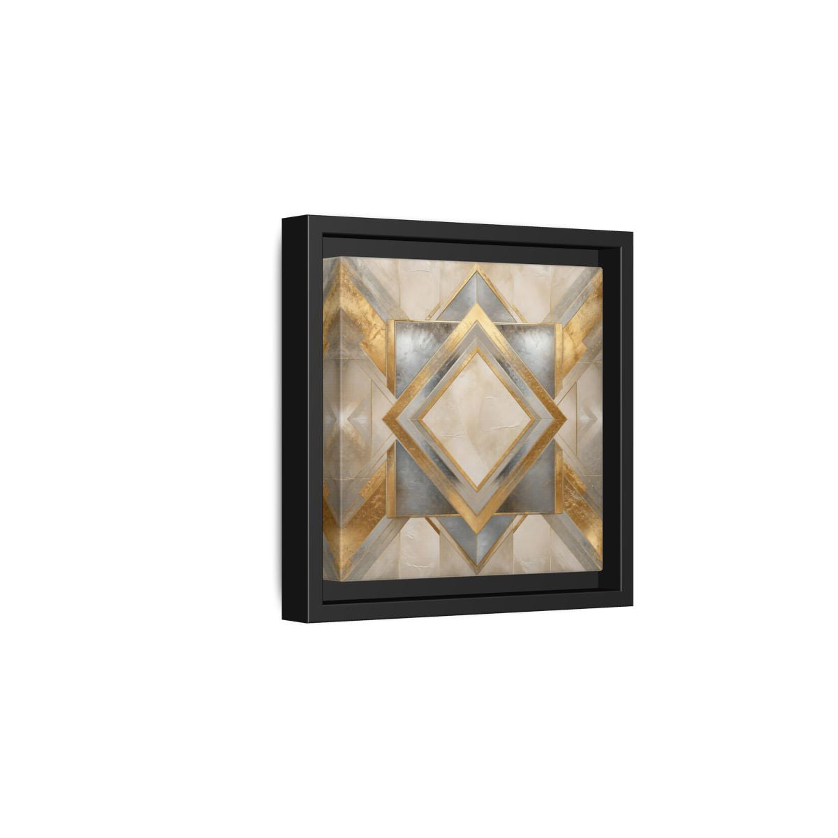 Side Mockup 3. Gilded Geometric Diamond shown as framed canvas print