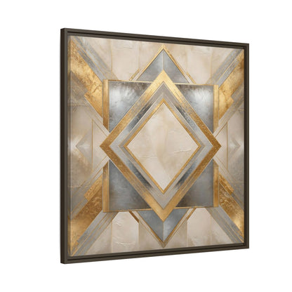 Side Mockup 8. Gilded Geometric Diamond shown as framed canvas print
