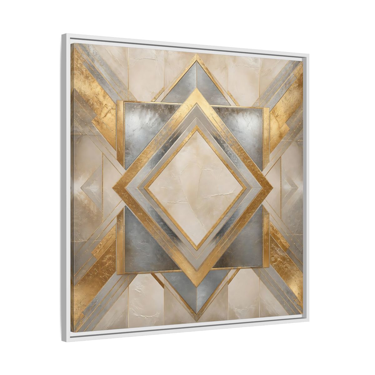 Side Mockup 25. Gilded Geometric Diamond shown as framed canvas print