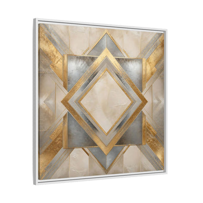 Side Mockup 25. Gilded Geometric Diamond shown as framed canvas print