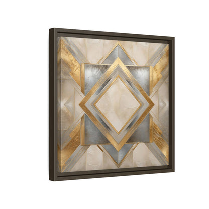 Side Mockup 14. Gilded Geometric Diamond shown as framed canvas print