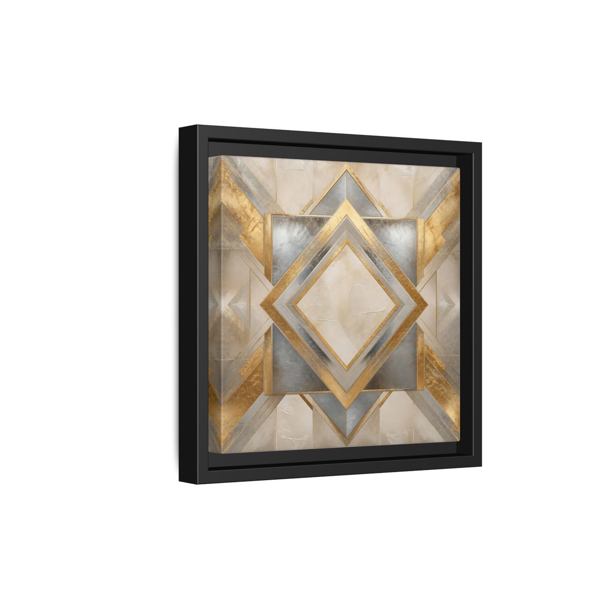 Side Mockup 21. Gilded Geometric Diamond shown as framed canvas print