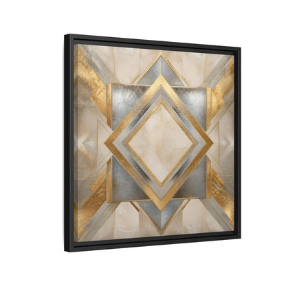 Side Mockup 12. Gilded Geometric Diamond shown as framed canvas print