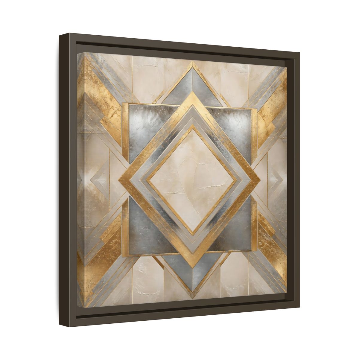 Side Mockup 29. Gilded Geometric Diamond shown as framed canvas print