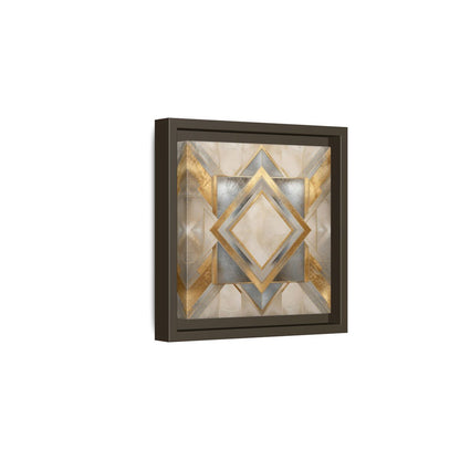 Side Mockup 2. Gilded Geometric Diamond shown as framed canvas print