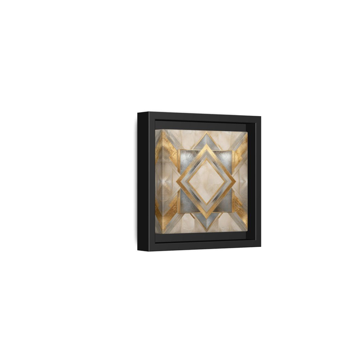 Side Mockup 24. Gilded Geometric Diamond shown as framed canvas print