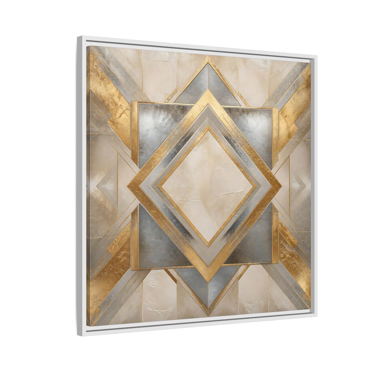 Side Mockup 7. Gilded Geometric Diamond shown as framed canvas print