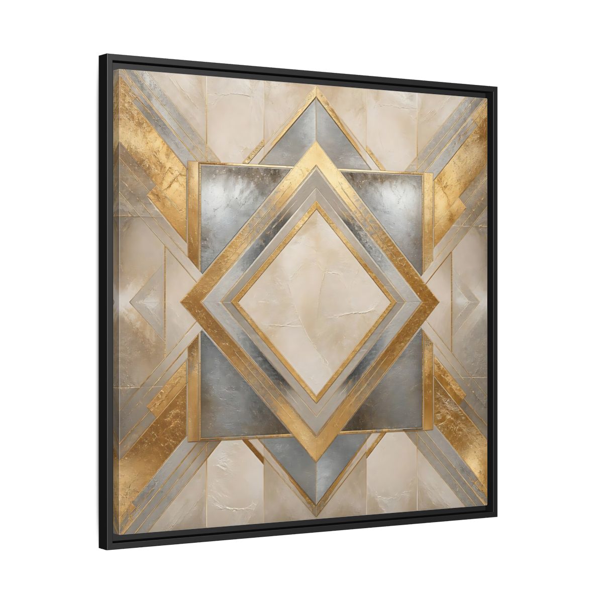 Side Mockup 30. Gilded Geometric Diamond shown as framed canvas print