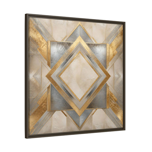 Main Mockup. Gilded Geometric Diamond shown as framed canvas print