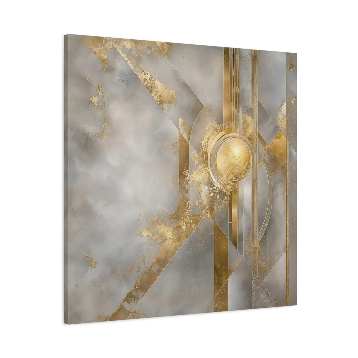 Main Mockup. Gilded Geometric Sun shown as canvas print