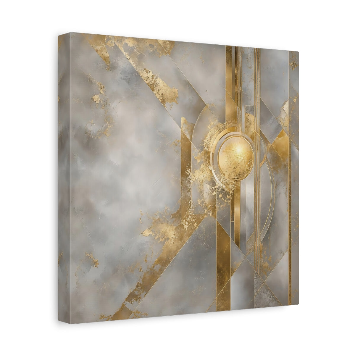 Side Mockup 8. Gilded Geometric Sun shown as canvas print