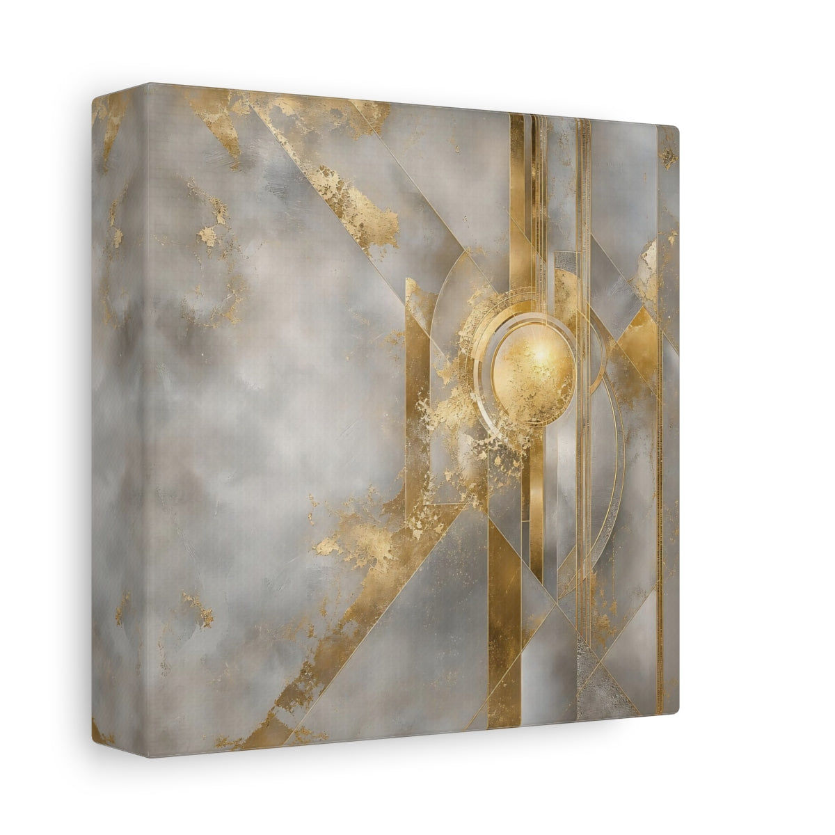 Side Mockup 2. Gilded Geometric Sun shown as canvas print