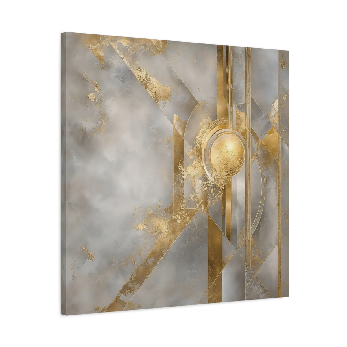 Side Mockup 3. Gilded Geometric Sun shown as canvas print