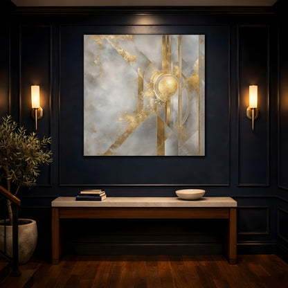 Mockup 4. Gilded Geometric Sun shown as canvas print
