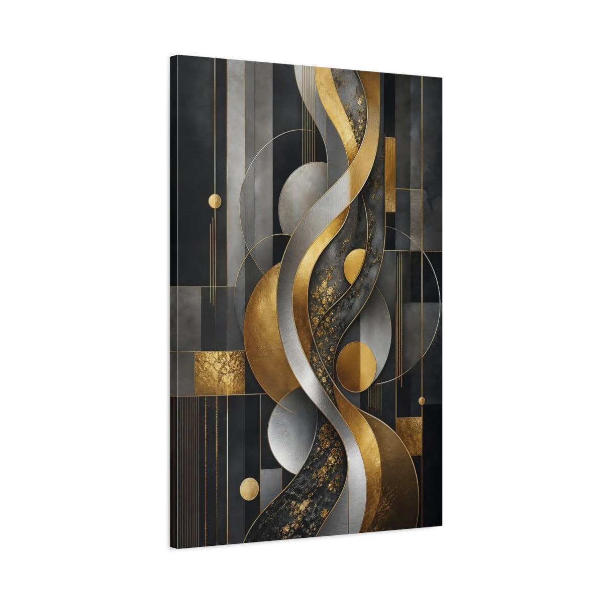Main Mockup. Gilded Geometric Waves shown as canvas print