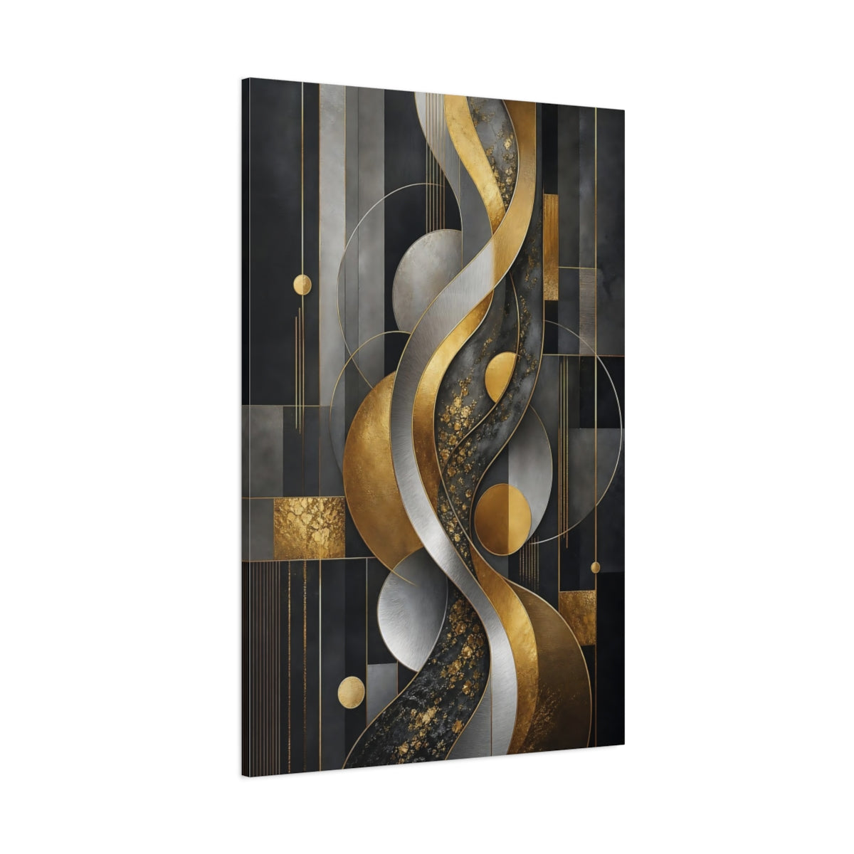 Side Mockup 1. Gilded Geometric Waves shown as canvas print
