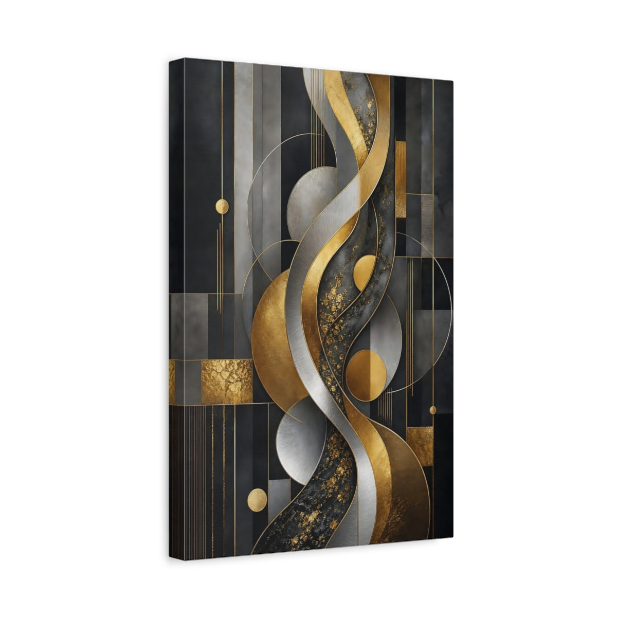 Side Mockup 4. Gilded Geometric Waves shown as canvas print