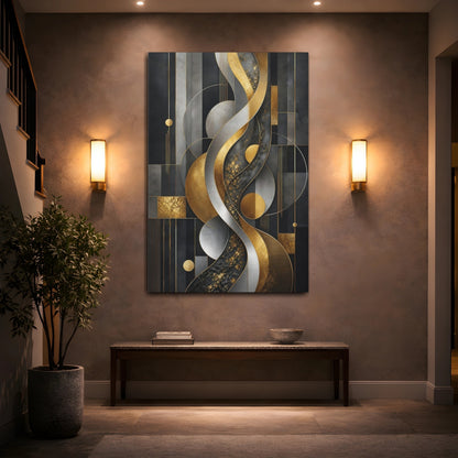 Mockup 2. Gilded Geometric Waves shown as canvas print