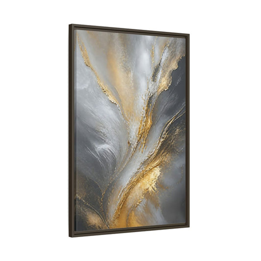 Main Mockup. Gilded Gray Swirl shown as framed canvas print