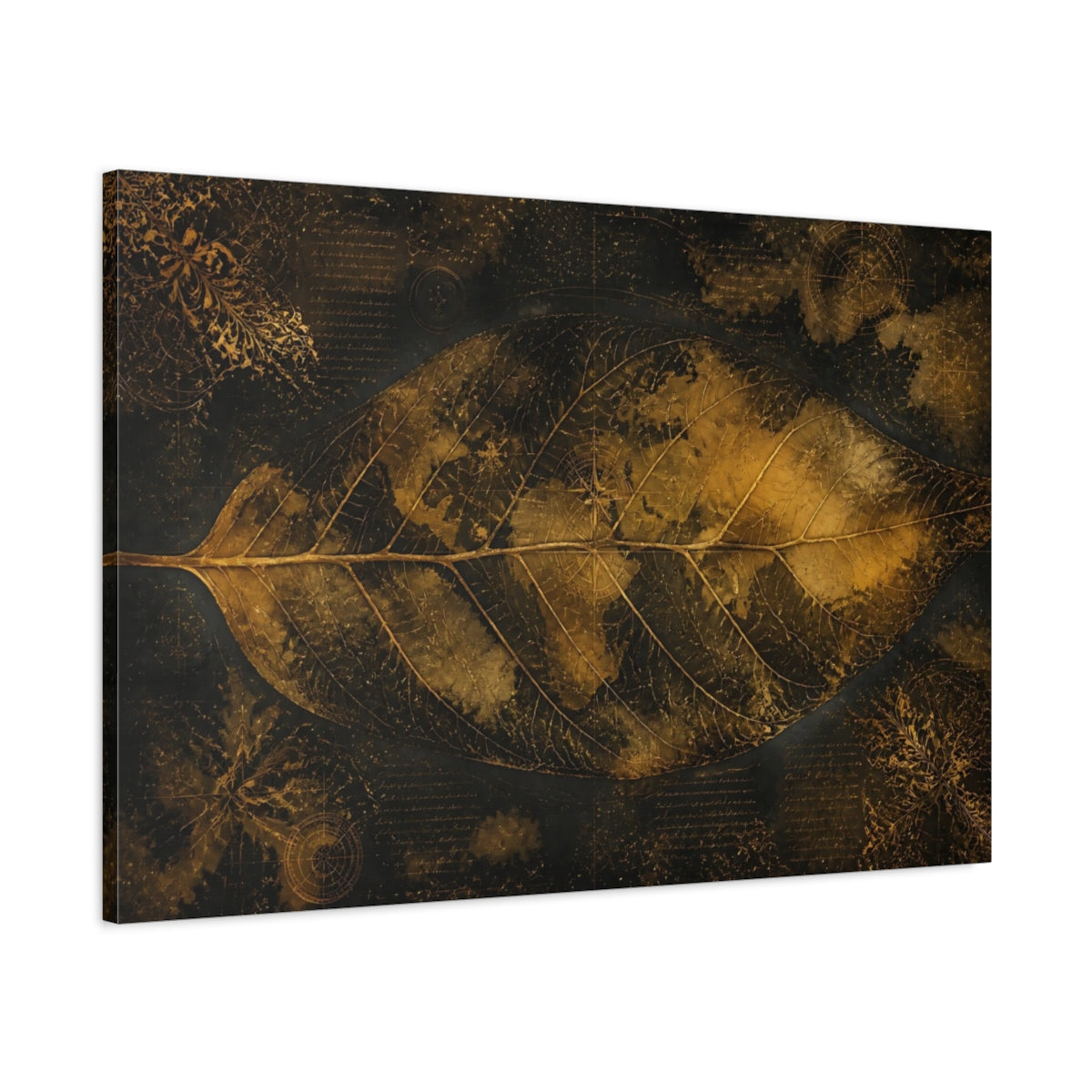 Main Mockup. Gilded Leaf Map shown as canvas print