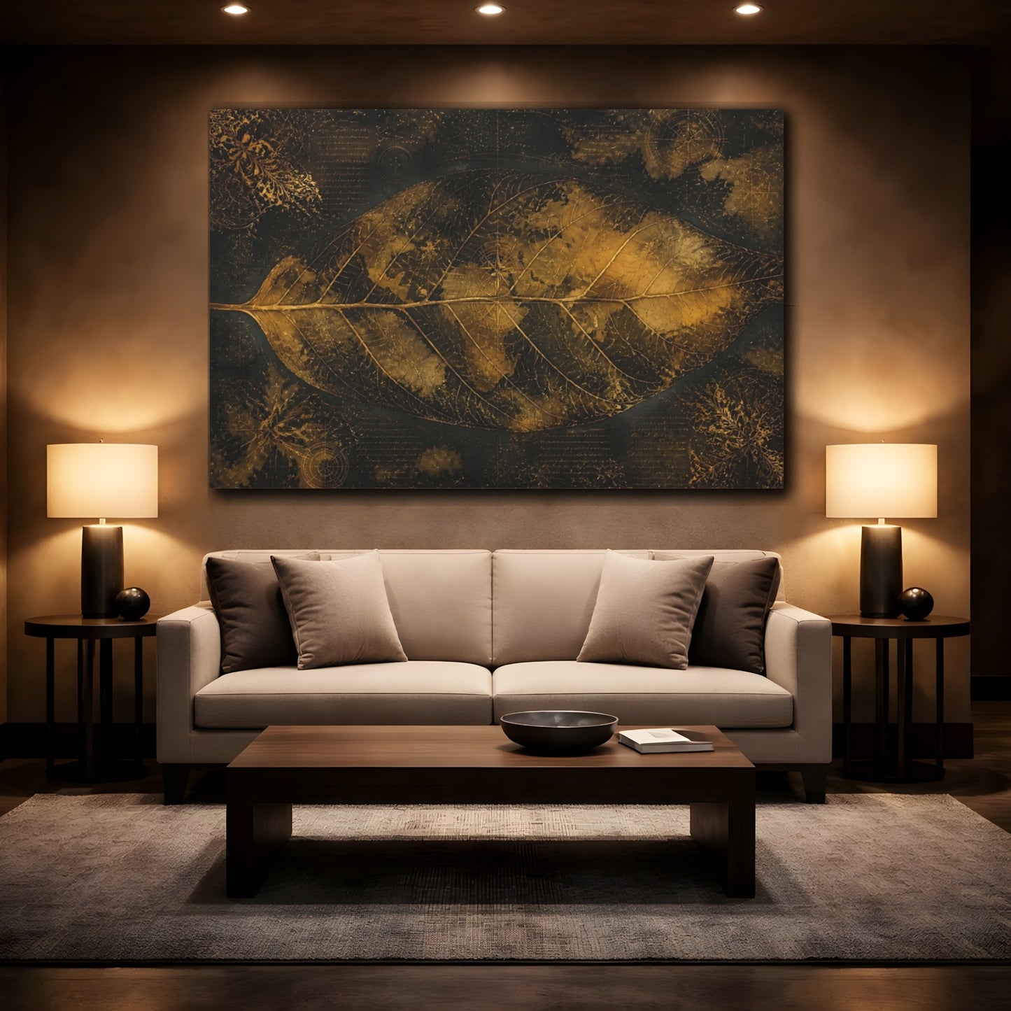 Mockup 2. Gilded Leaf Map shown as canvas print