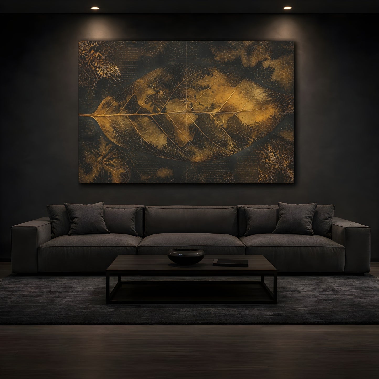 Mockup 3. Gilded Leaf Map shown as canvas print