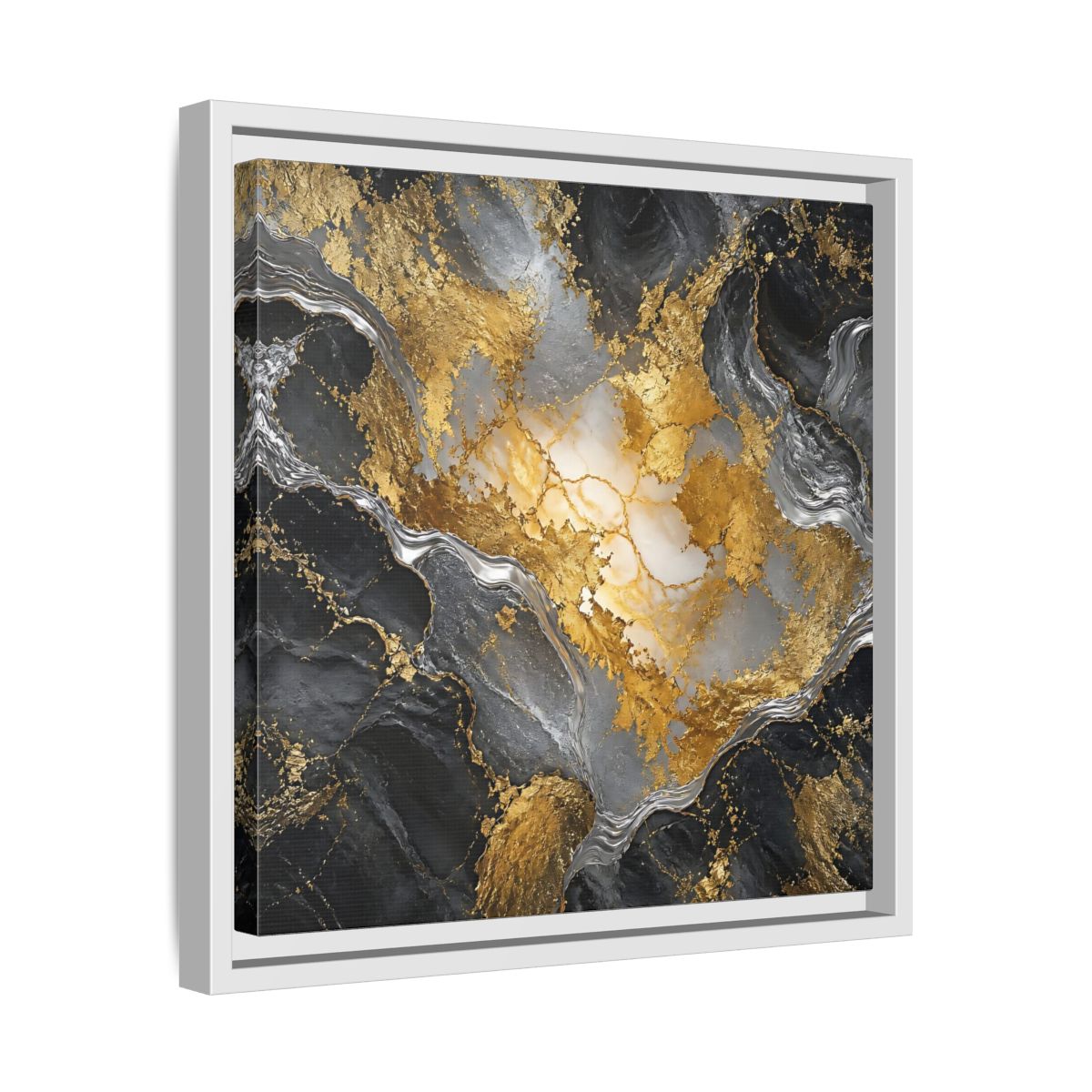 Side Mockup 28. Gilded Marble Elegance shown as framed canvas print