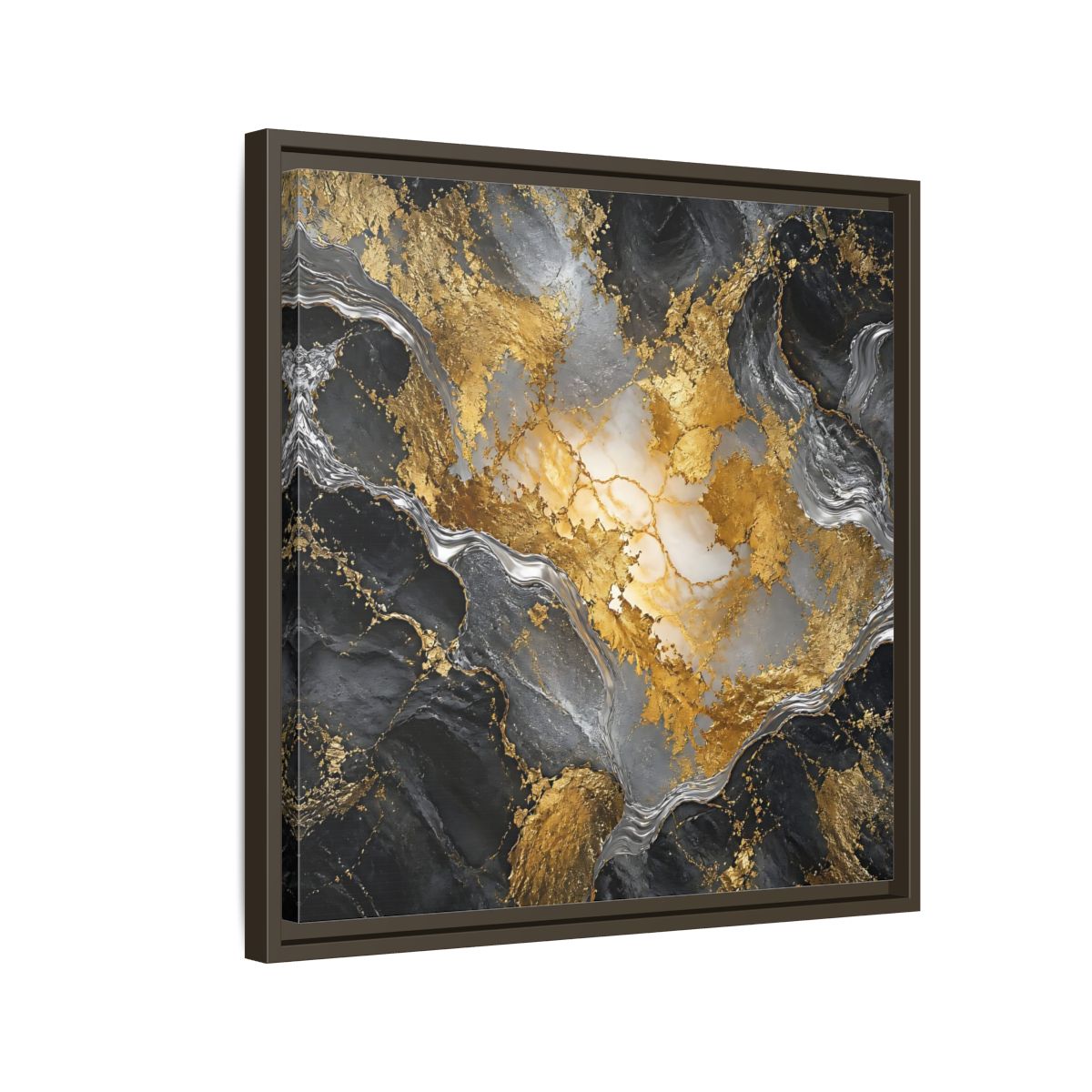 Side Mockup 11. Gilded Marble Elegance shown as framed canvas print