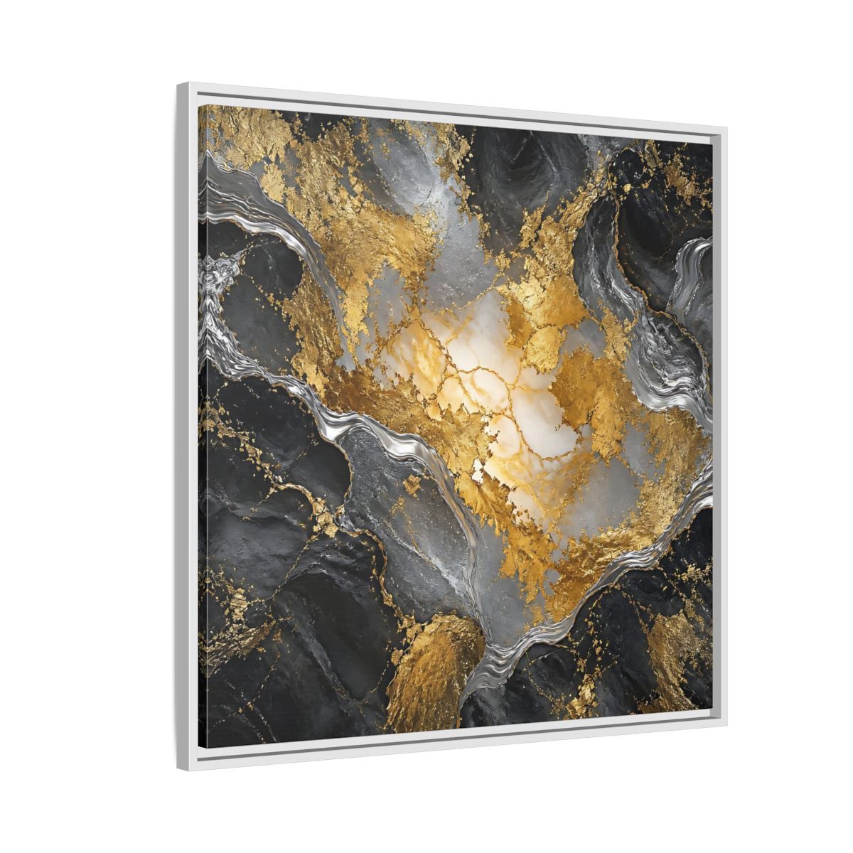 Side Mockup 7. Gilded Marble Elegance shown as framed canvas print
