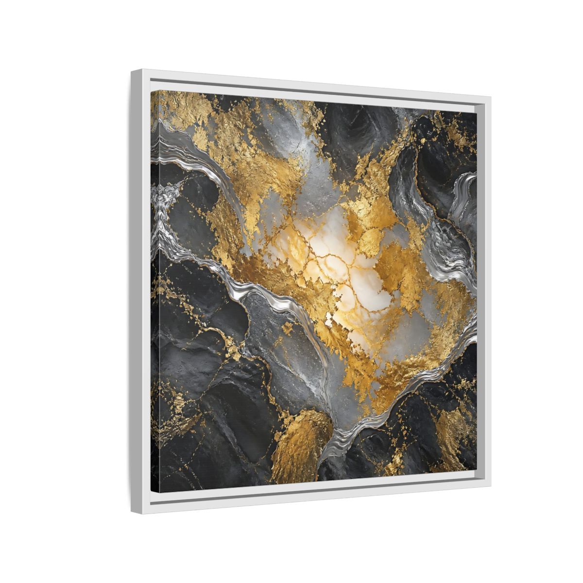 Side Mockup 10. Gilded Marble Elegance shown as framed canvas print