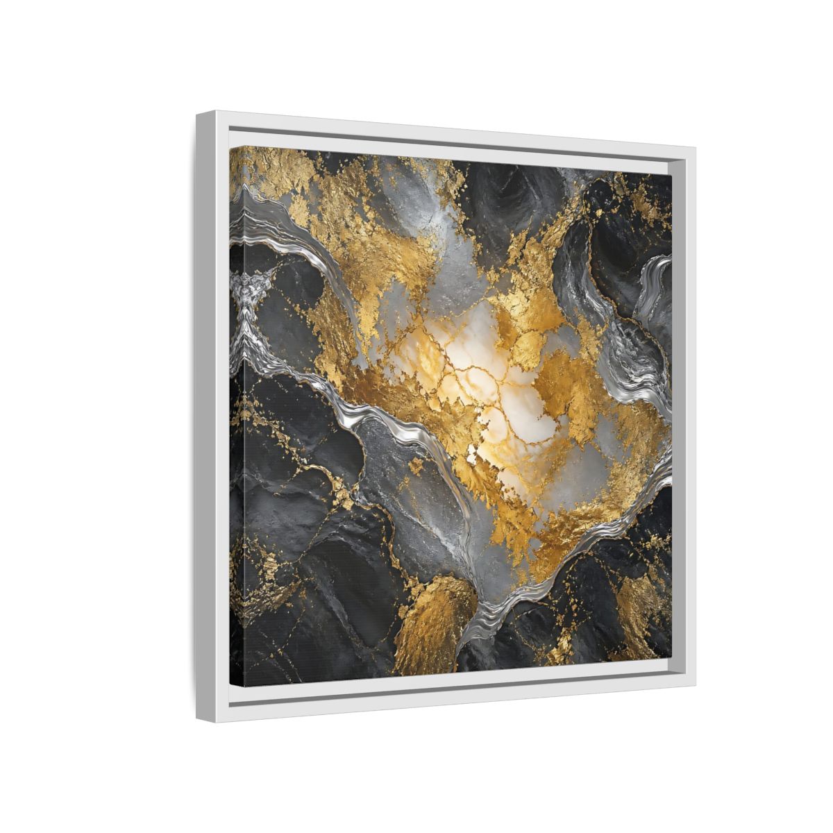 Side Mockup 13. Gilded Marble Elegance shown as framed canvas print