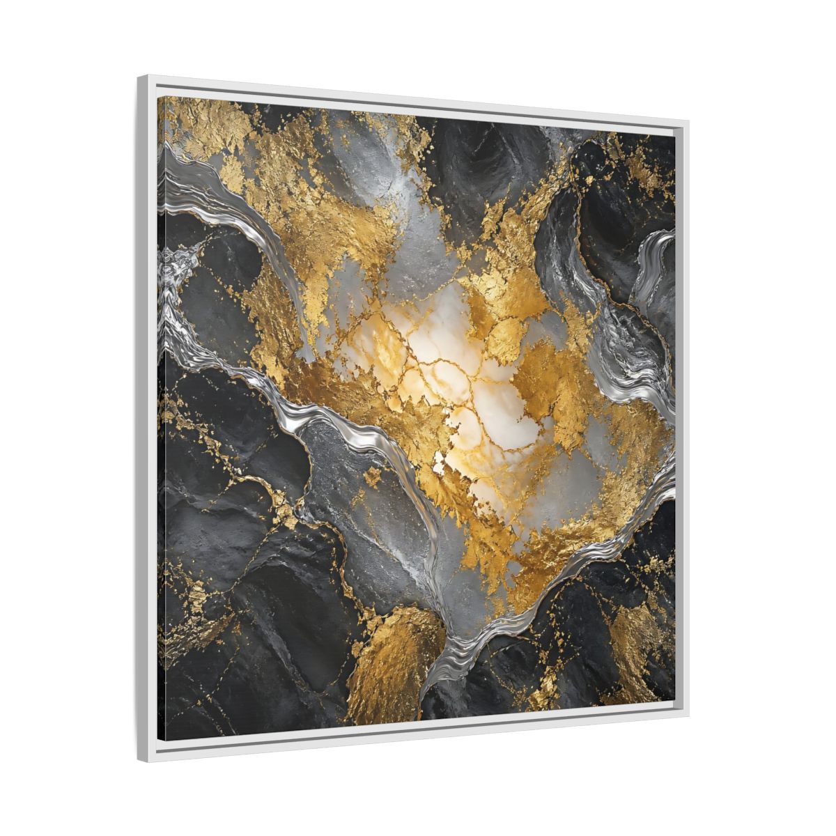 Side Mockup 25. Gilded Marble Elegance shown as framed canvas print