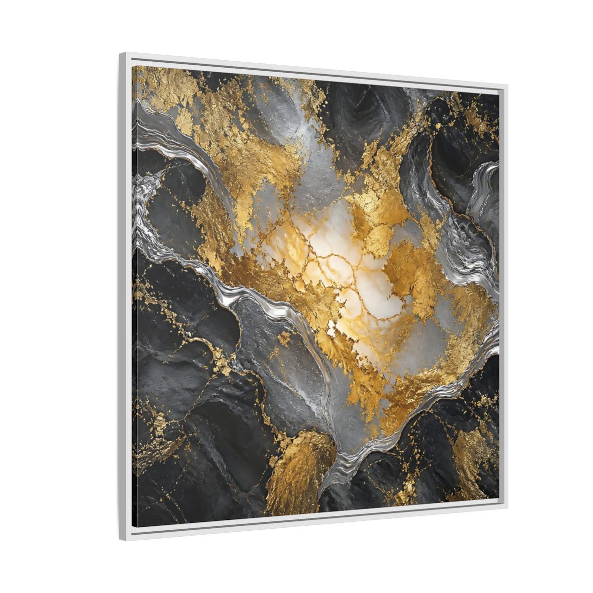 Side Mockup 4. Gilded Marble Elegance shown as framed canvas print