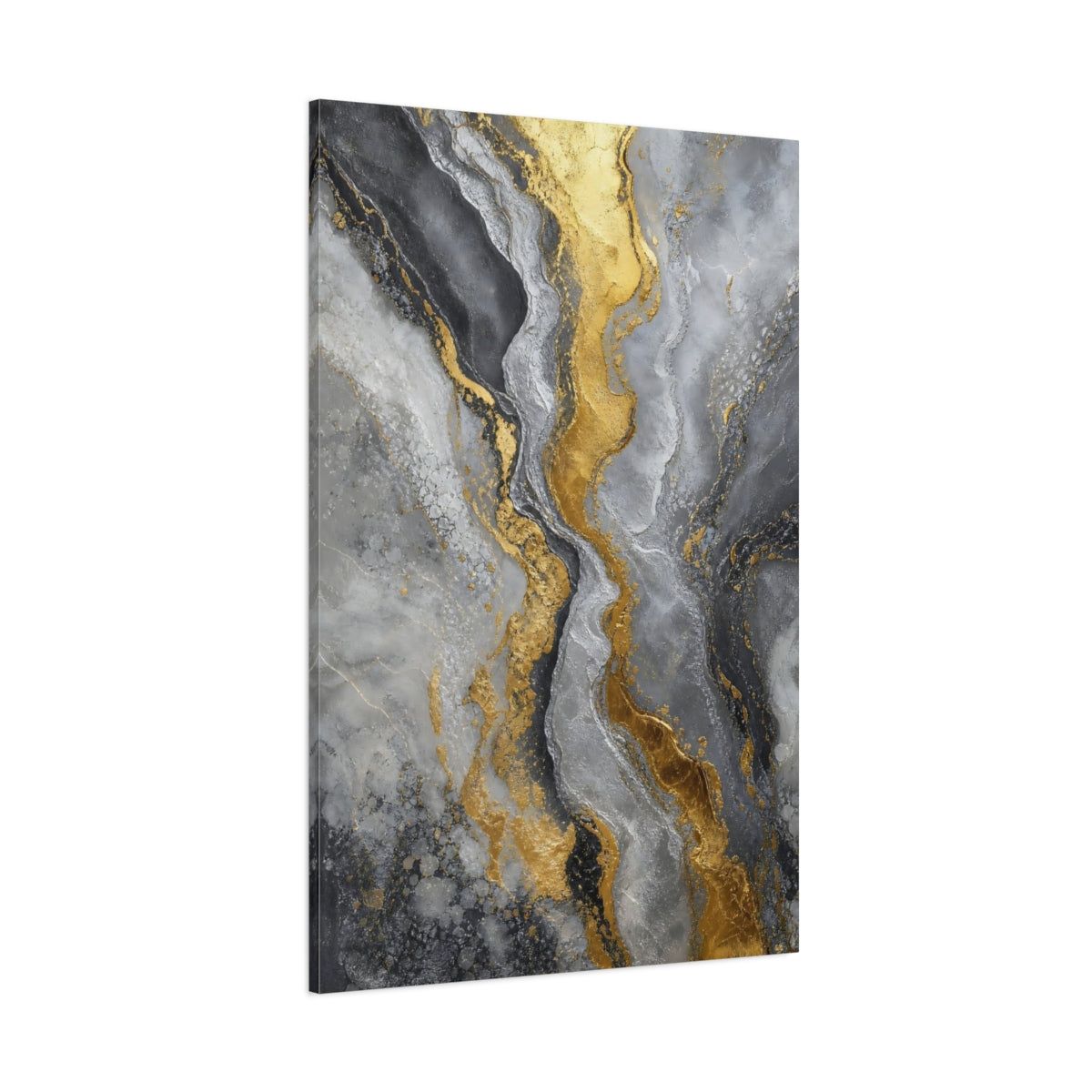 Side Mockup 1. Gilded Marble Flow shown as canvas print