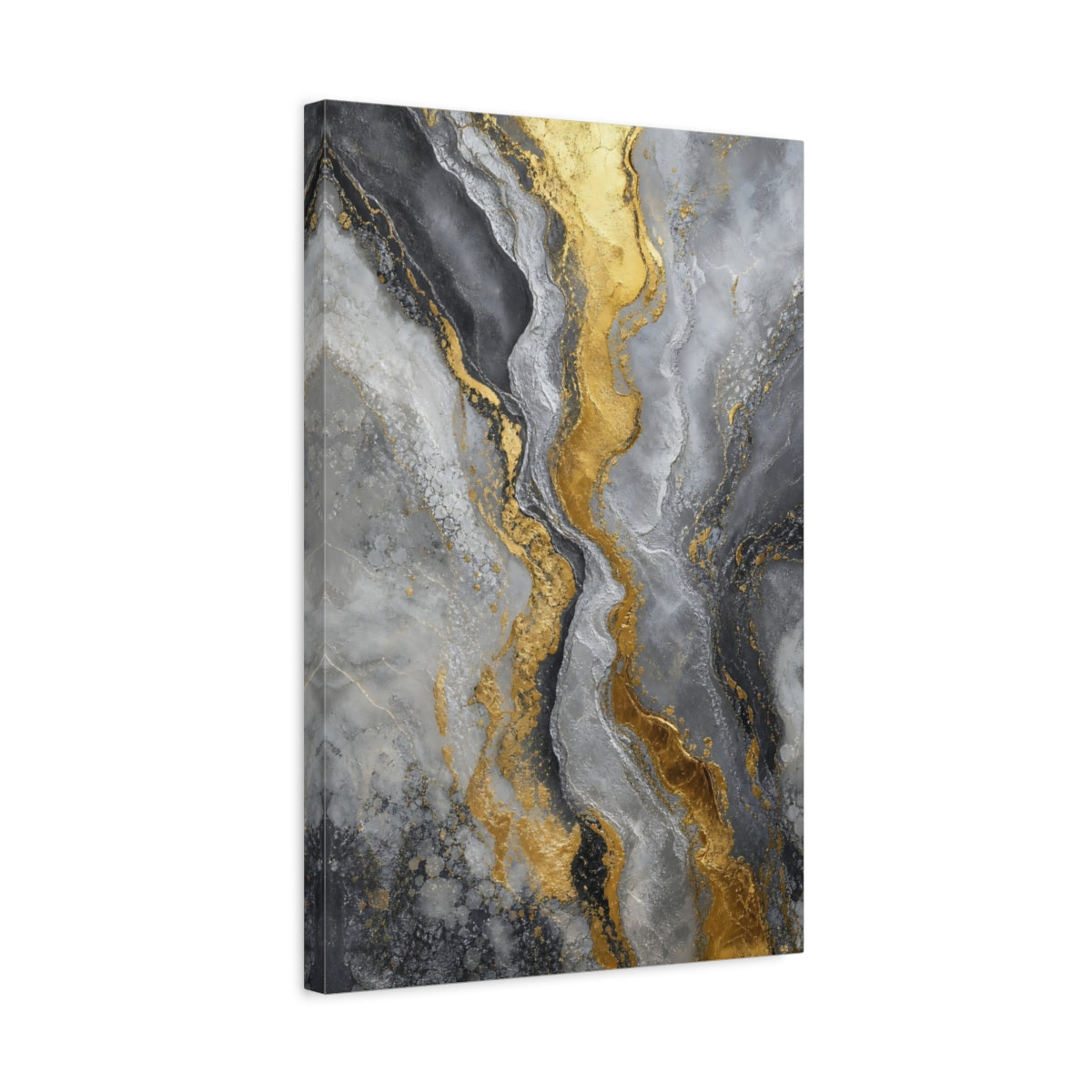 Side Mockup 3. Gilded Marble Flow shown as canvas print
