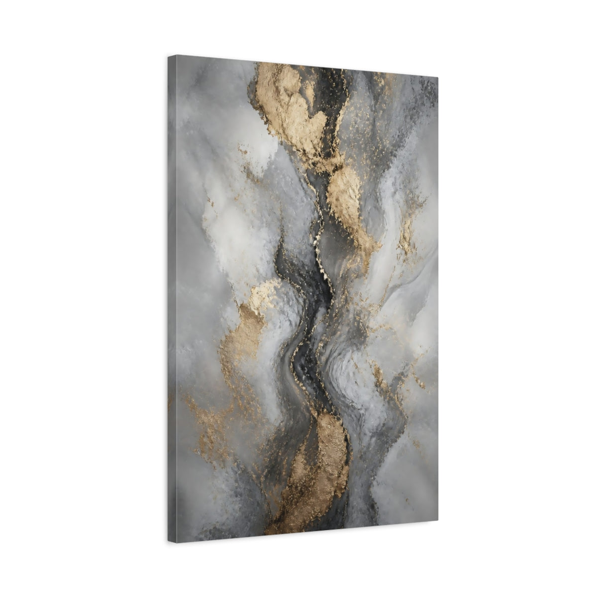 Side Mockup 2. Gilded Marble Flow shown as canvas print