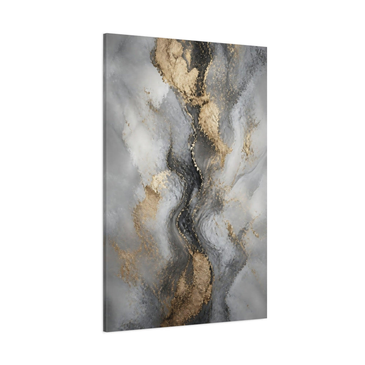 Side Mockup 1. Gilded Marble Flow shown as canvas print